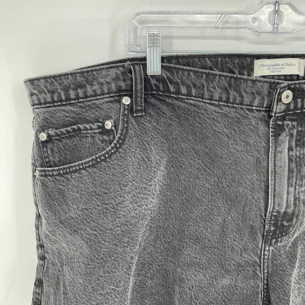 Abercrombie & Fitch Women's Black High Rise Loose Denim Jean Shorts Plus Size 24 - Picture 3 of 7